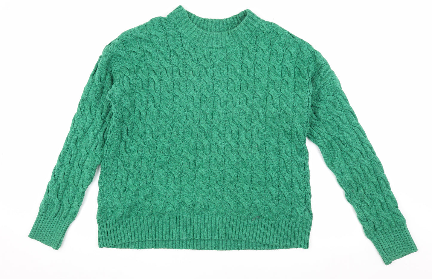 Rachel Roy Women's Green Cable-Knit Pullover Jumper L