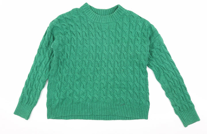 Rachel Roy Women's Green Cable-Knit Pullover Jumper L