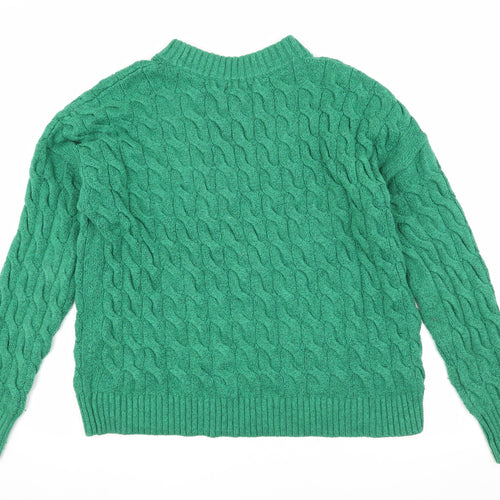 Rachel Roy Women's Green Cable-Knit Pullover Jumper L