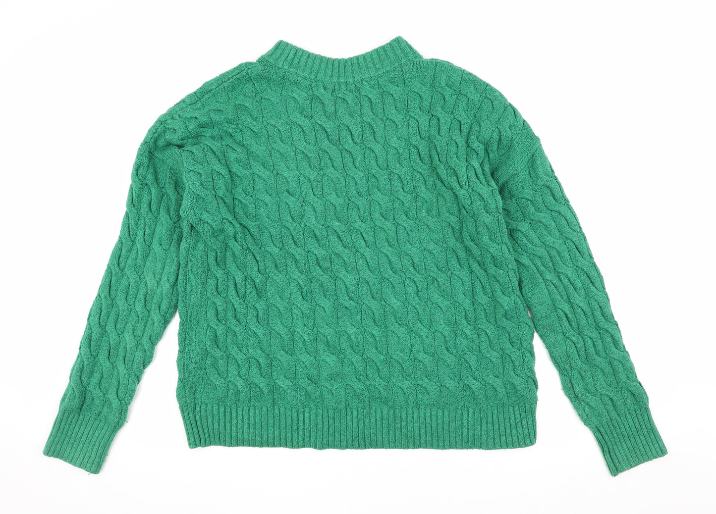 Rachel Roy Women's Green Cable-Knit Pullover Jumper L