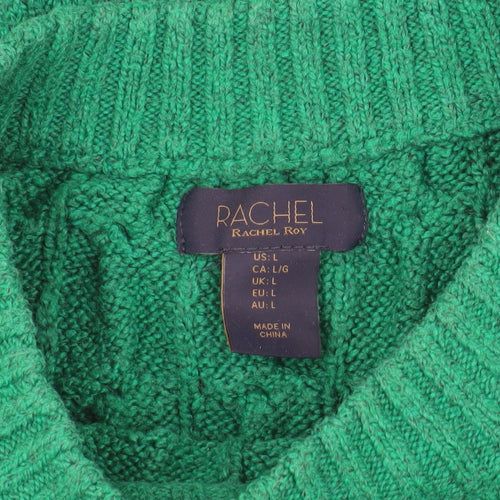 Rachel Roy Women's Green Cable-Knit Pullover Jumper L