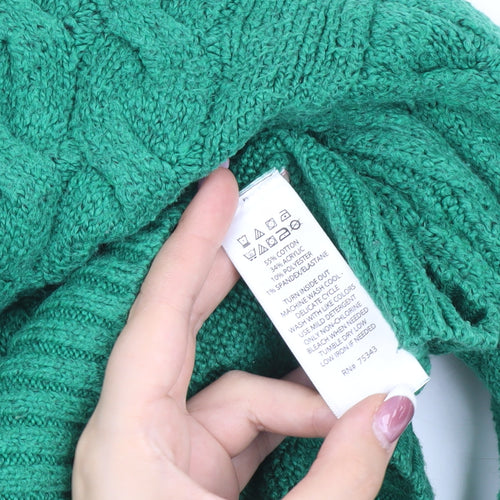 Rachel Roy Women's Green Cable-Knit Pullover Jumper L