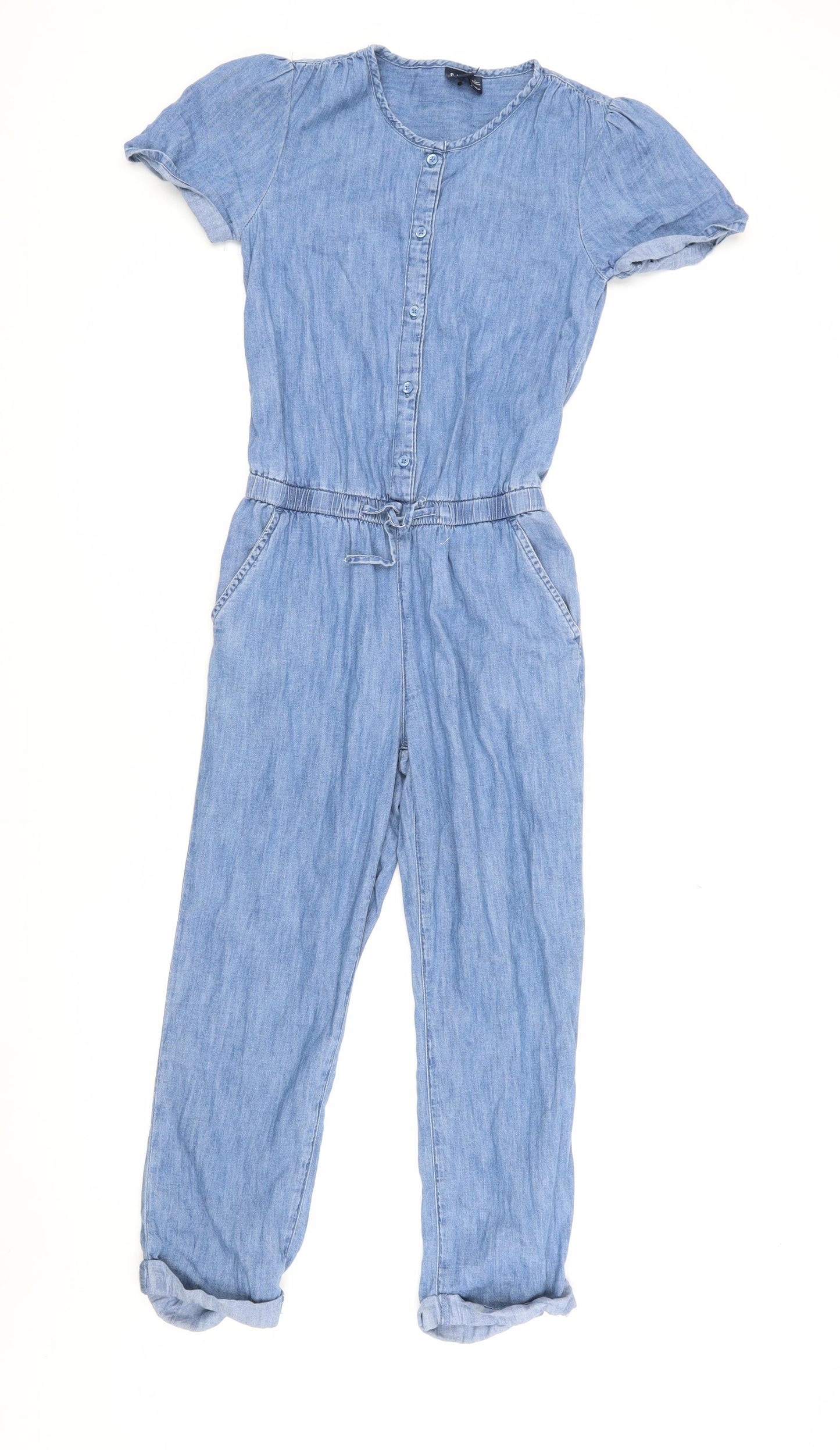 Gap Girls Blue Denim Jumpsuit L Short Sleeve Elastic Waist