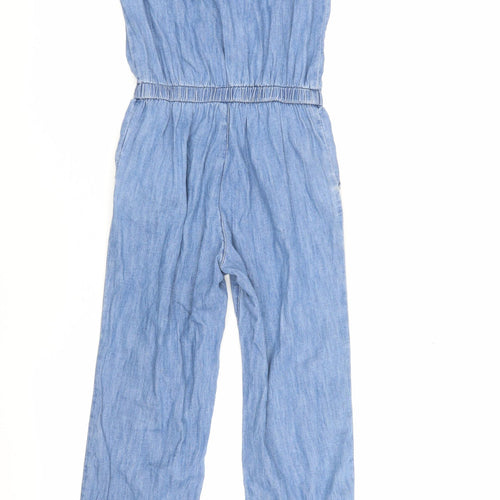 Gap Girls Blue Denim Jumpsuit L Short Sleeve Elastic Waist