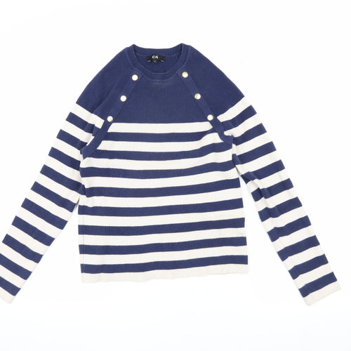 C&A Women's Blue Striped Pullover Jumper, M