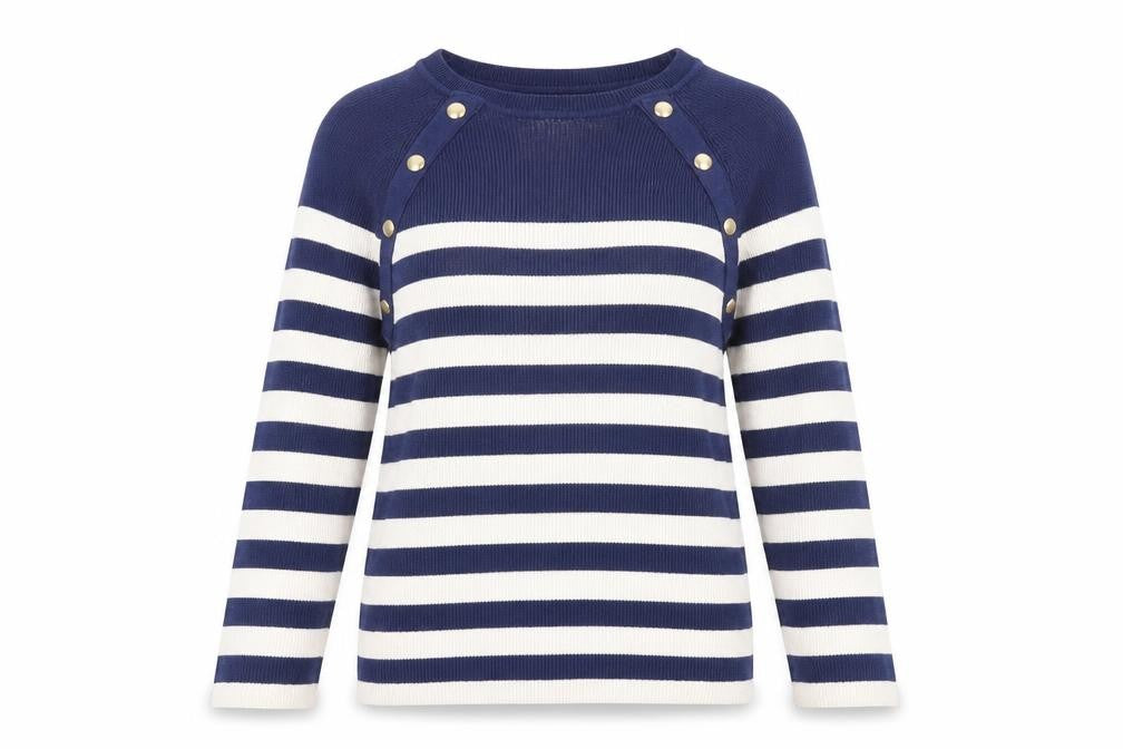 C&A Women's Blue Striped Pullover Jumper, M