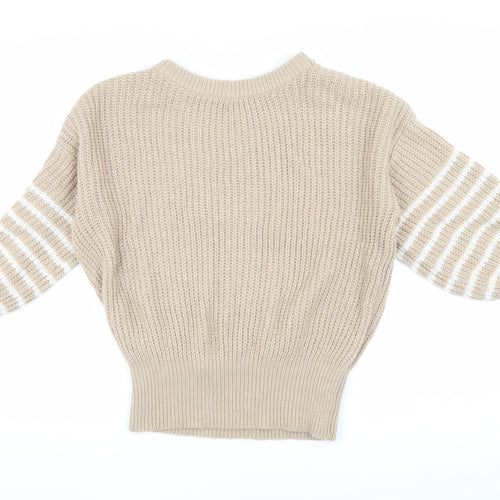 And/Or Women's Beige Chunky-Knit Pullover Jumper XS