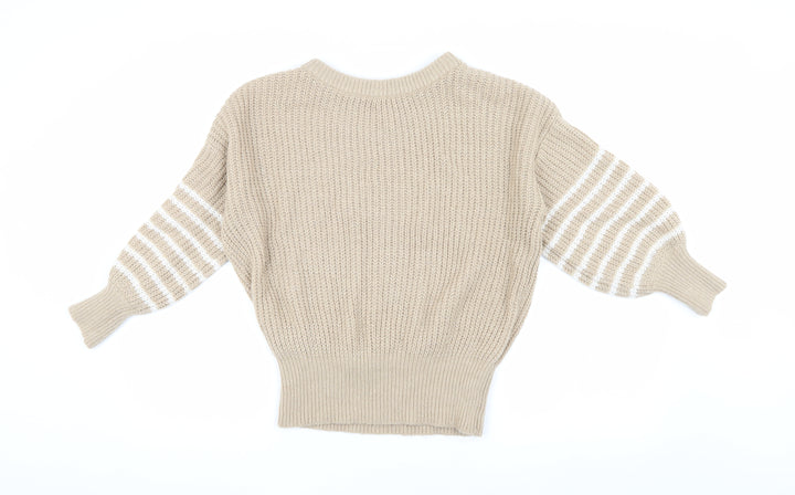 And/Or Women's Beige Chunky-Knit Pullover Jumper XS