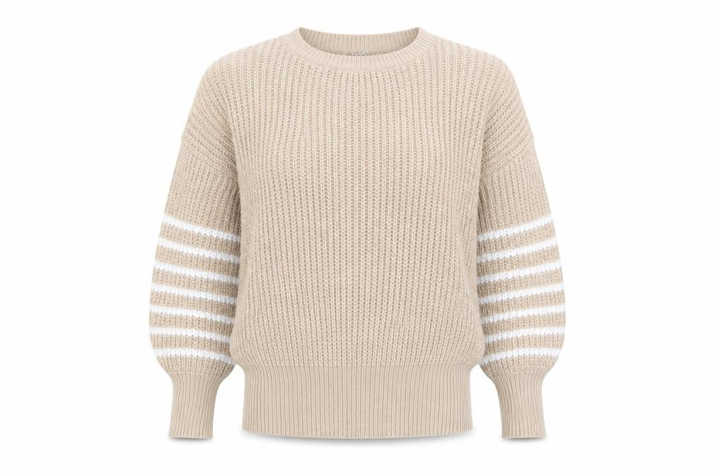 Front view of And/Or Women's Beige Chunky-Knit jumper XS