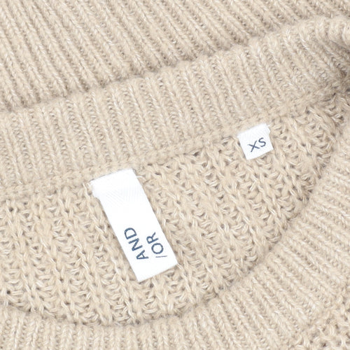 And/Or Women's Beige Chunky-Knit Pullover Jumper XS