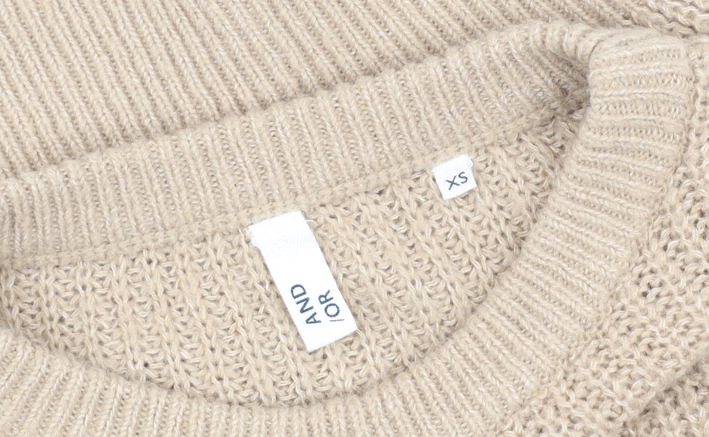 And/Or Women's Beige Chunky-Knit Pullover Jumper XS