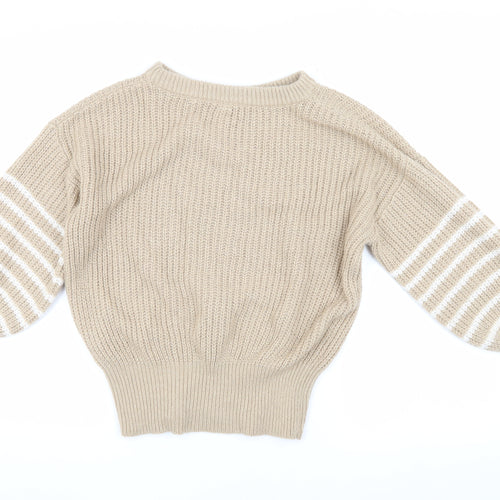 And/Or Women's Beige Chunky-Knit Pullover Jumper XS