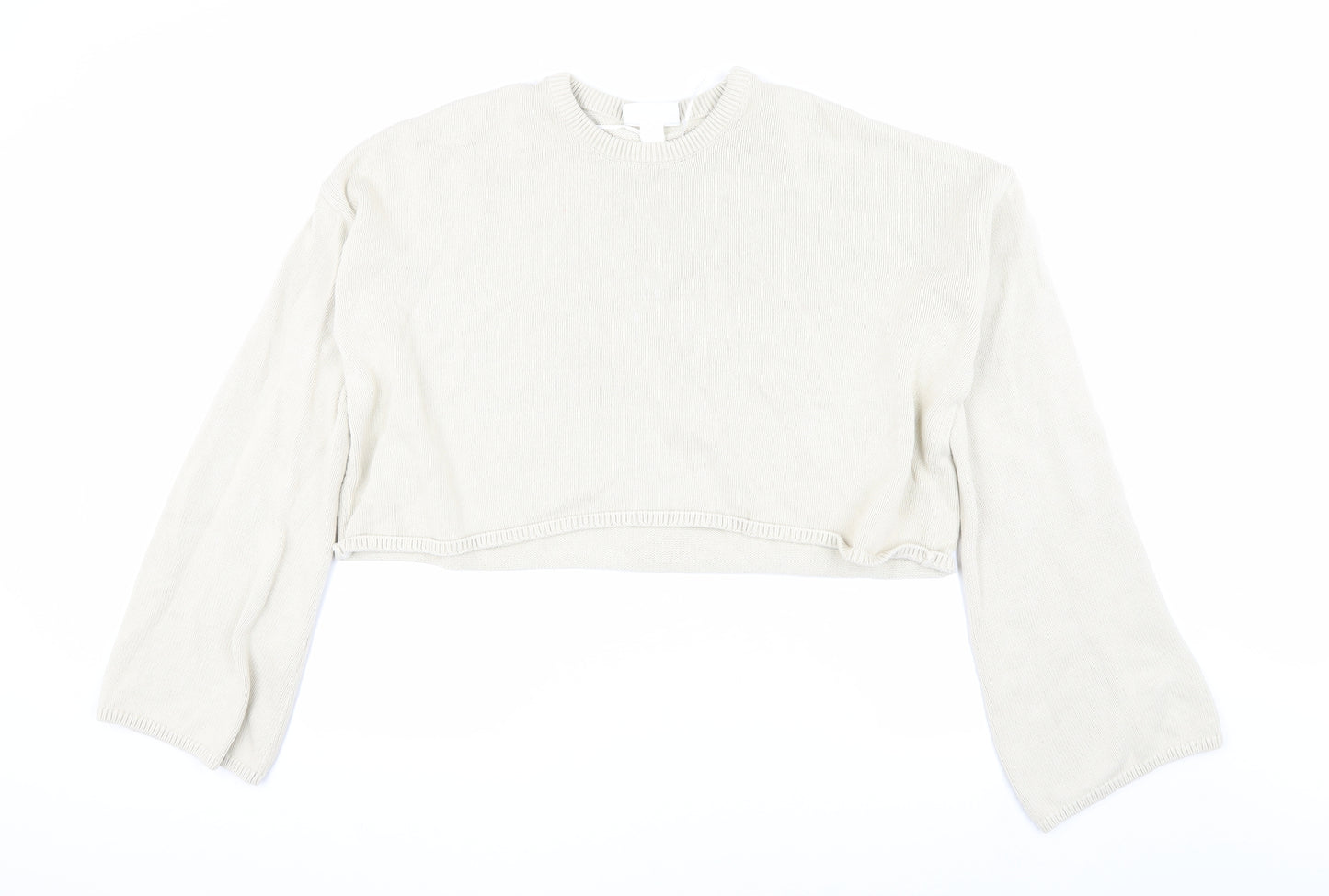 Monki Beige Crew Neck Pullover Jumper, Size L, Women's