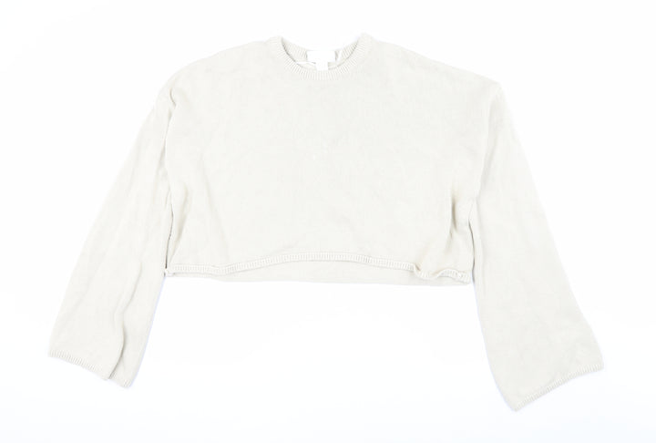 Monki Beige Crew Neck Pullover Jumper, Size L, Women's