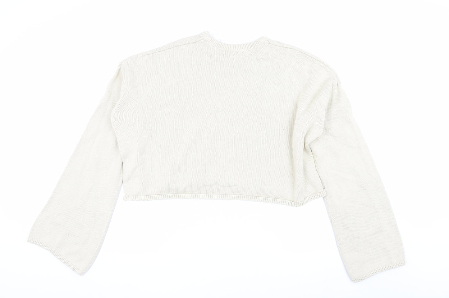 Monki Beige Crew Neck Pullover Jumper, Size L, Women's