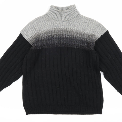 BHS Unisex Black Roll Neck Wool Blend Jumper