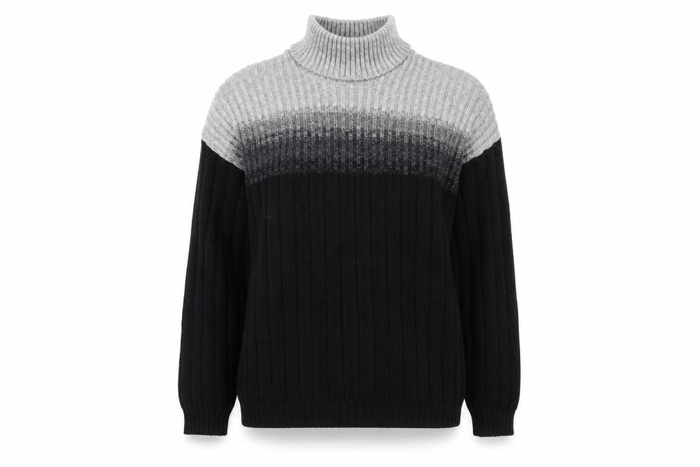 Front view of BHS unisex black roll neck wool blend jumper