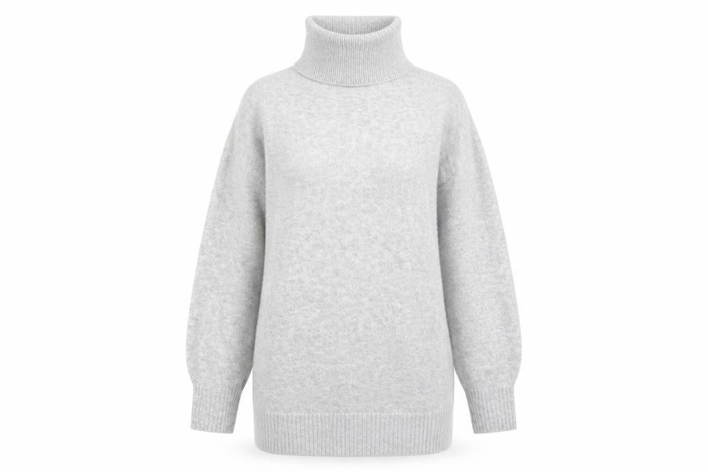 Front view of Mango Women's Grey Roll Neck jumper XS