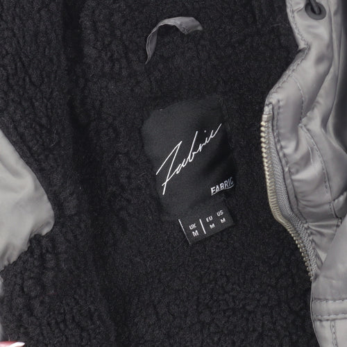 Fabric Men's Grey Bomber Jacket M Hooded Autumn