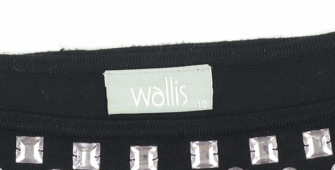 Wallis Women's Black Pullover Jewel Accent Jumper Size 10