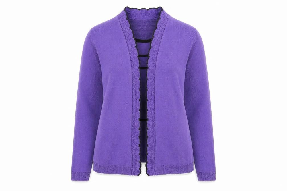Front view of Pure & Natural Women's Purple open Front Cardigan, size 4
