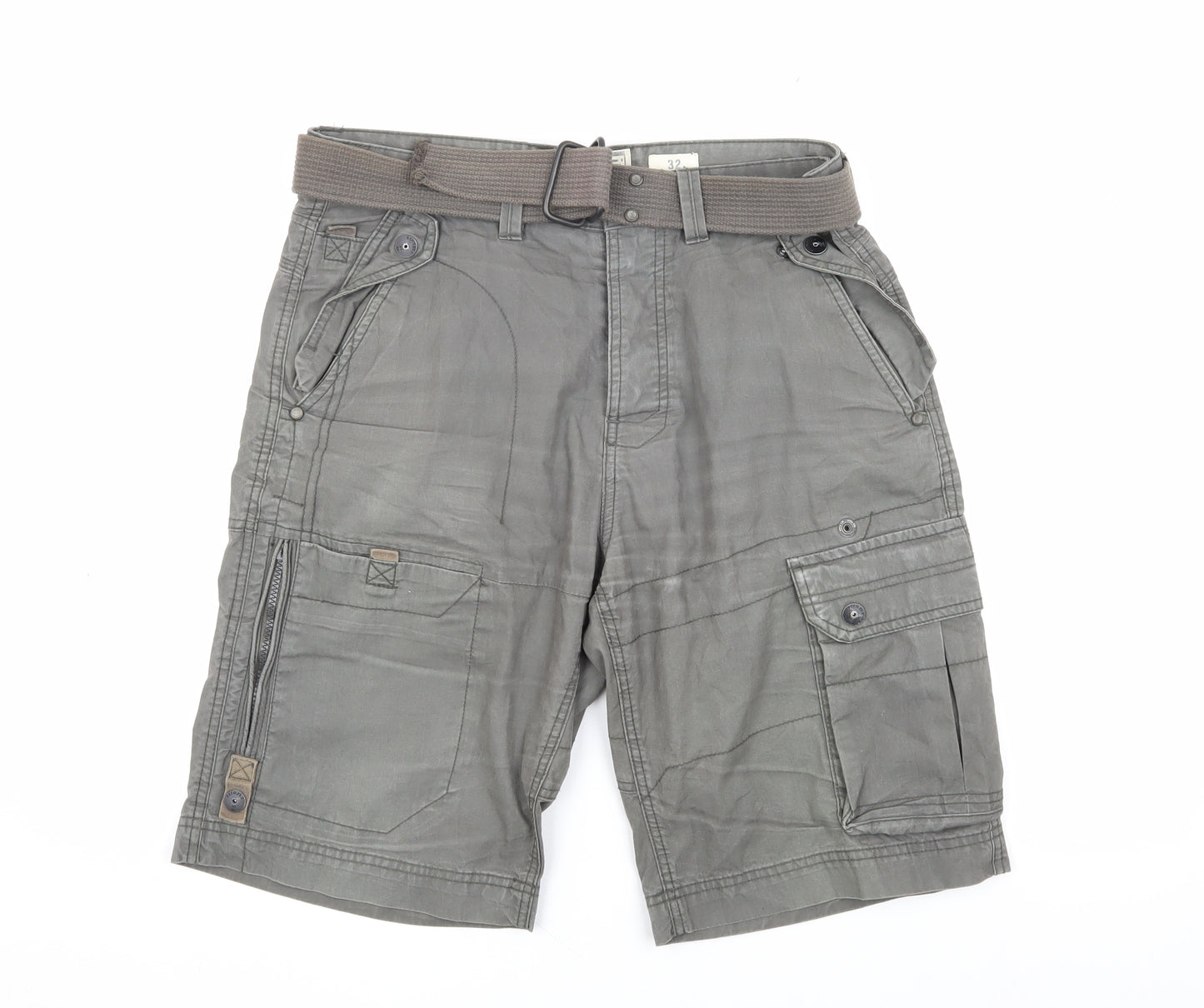 Next Men's Grey Cargo Shorts, Size 32, Cotton Blend