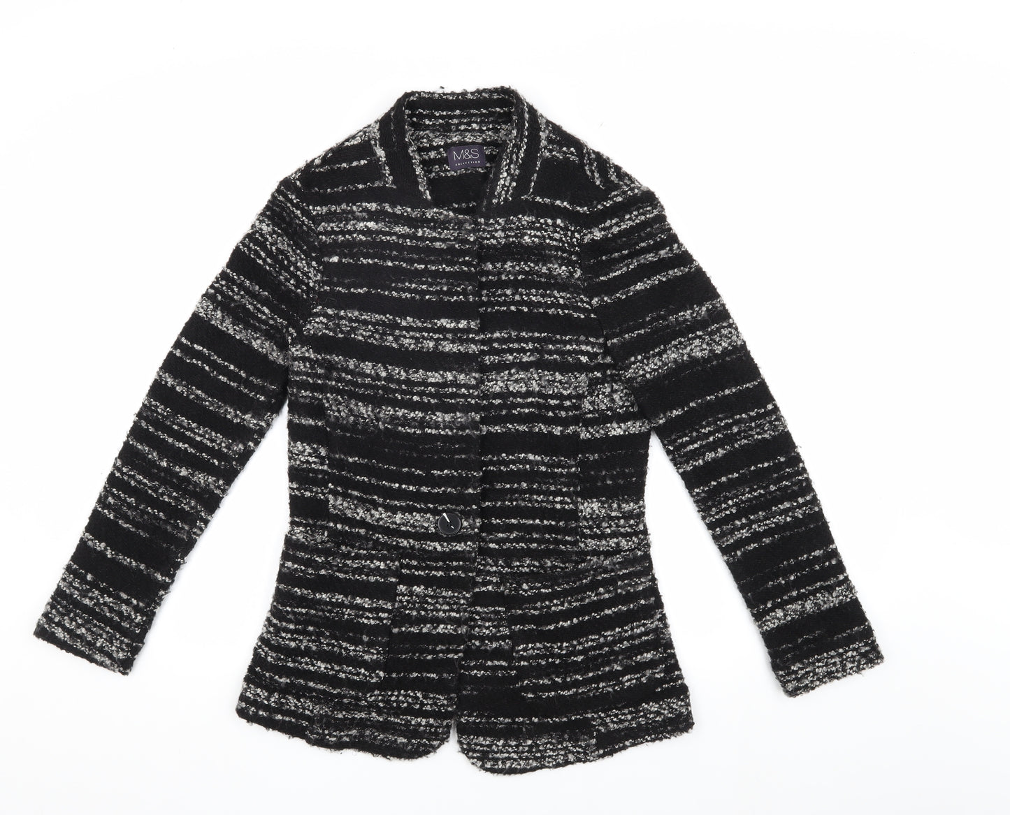 Marks and Spencer Women's Black Striped Jacket Size 6