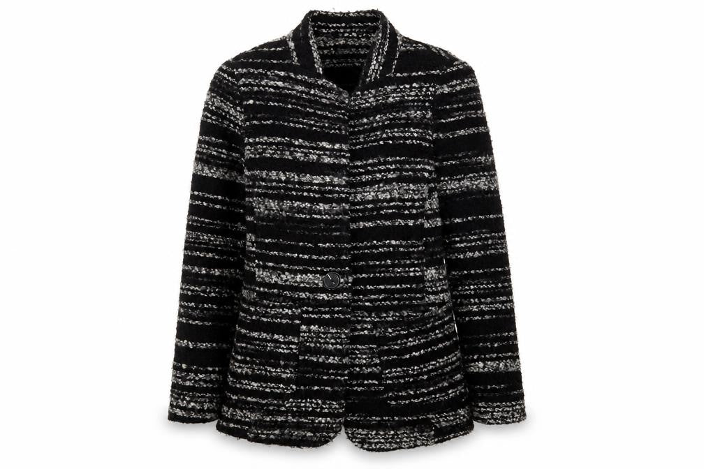Front view of Marks & Spencer Women's Black Striped Jacket, size 6