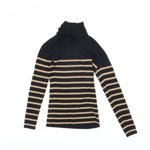 Next Women's Black Roll Neck Striped Jumper UK 8 Regular