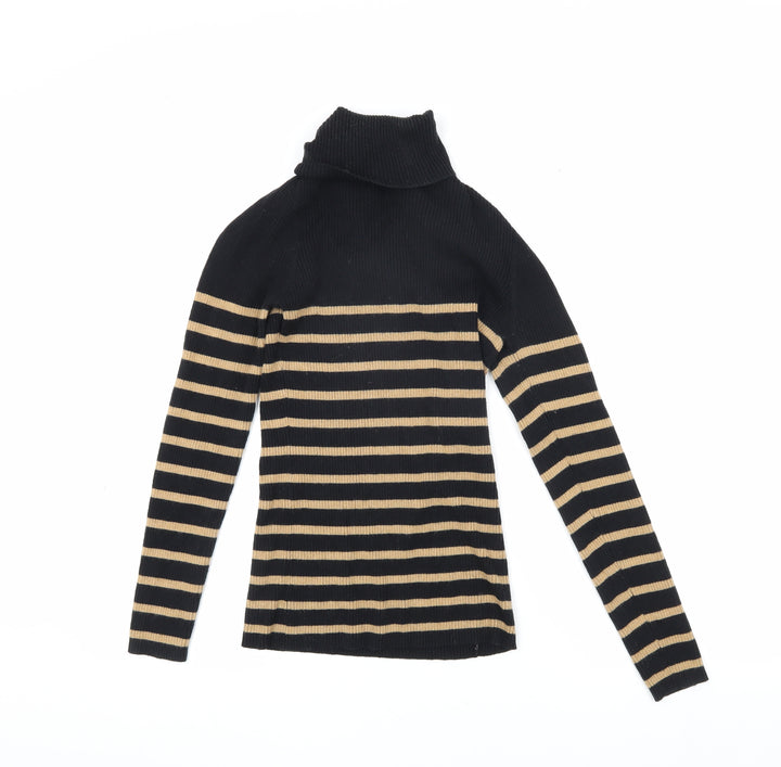 Next Women's Black Roll Neck Striped Jumper UK 8 Regular