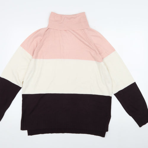 M&Co Women's Multicoloured High Neck Pullover Jumper Size 14