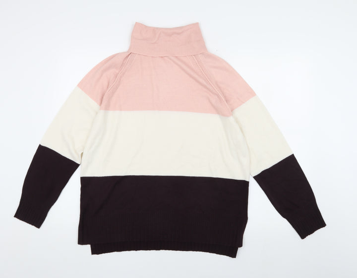 M&Co Women's Multicoloured High Neck Pullover Jumper Size 14