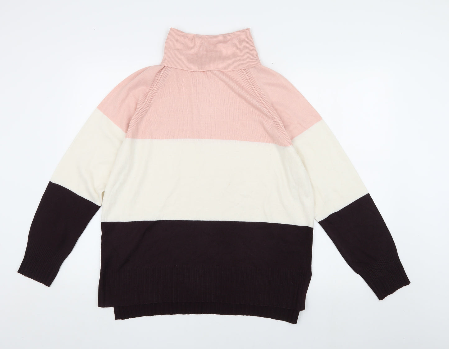 M&Co Women's Multicoloured High Neck Pullover Jumper Size 14