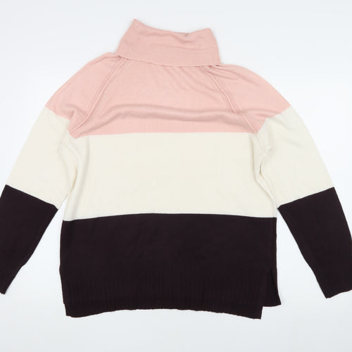 M&Co Women's Multicoloured High Neck Pullover Jumper Size 14