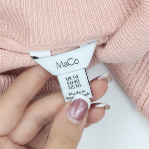 M&Co Women's Multicoloured High Neck Pullover Jumper Size 14