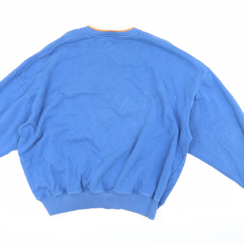 Topman Men's Blue Graphic Print Pullover Sweatshirt L