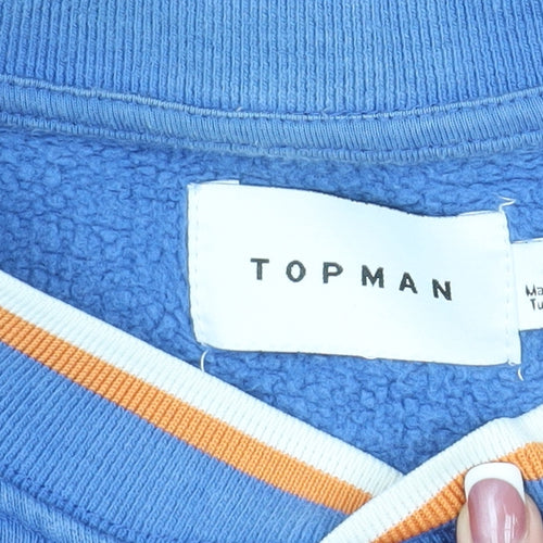 Topman Men's Blue Graphic Print Pullover Sweatshirt L