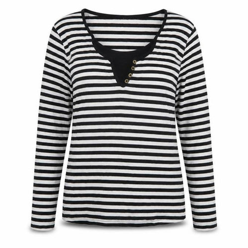 Arista Women's Black Striped Long Sleeve T-Shirt