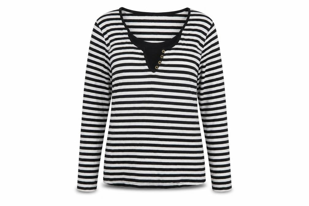 Arista Women's Black Striped Long Sleeve T-Shirt