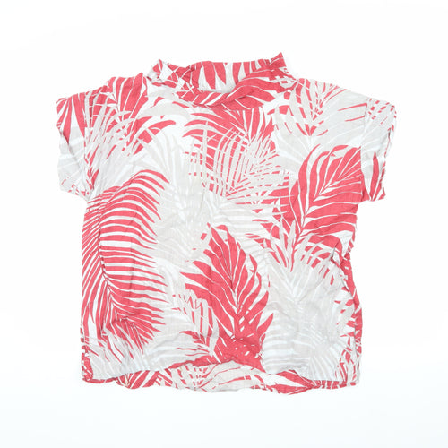East Women's Red White Floral Linen Top XS