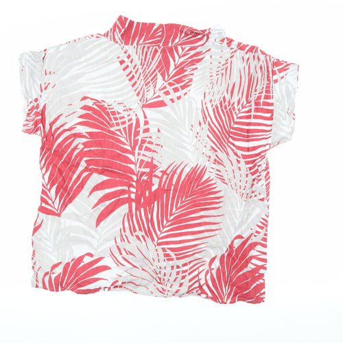 East Women's Red White Floral Linen Top XS