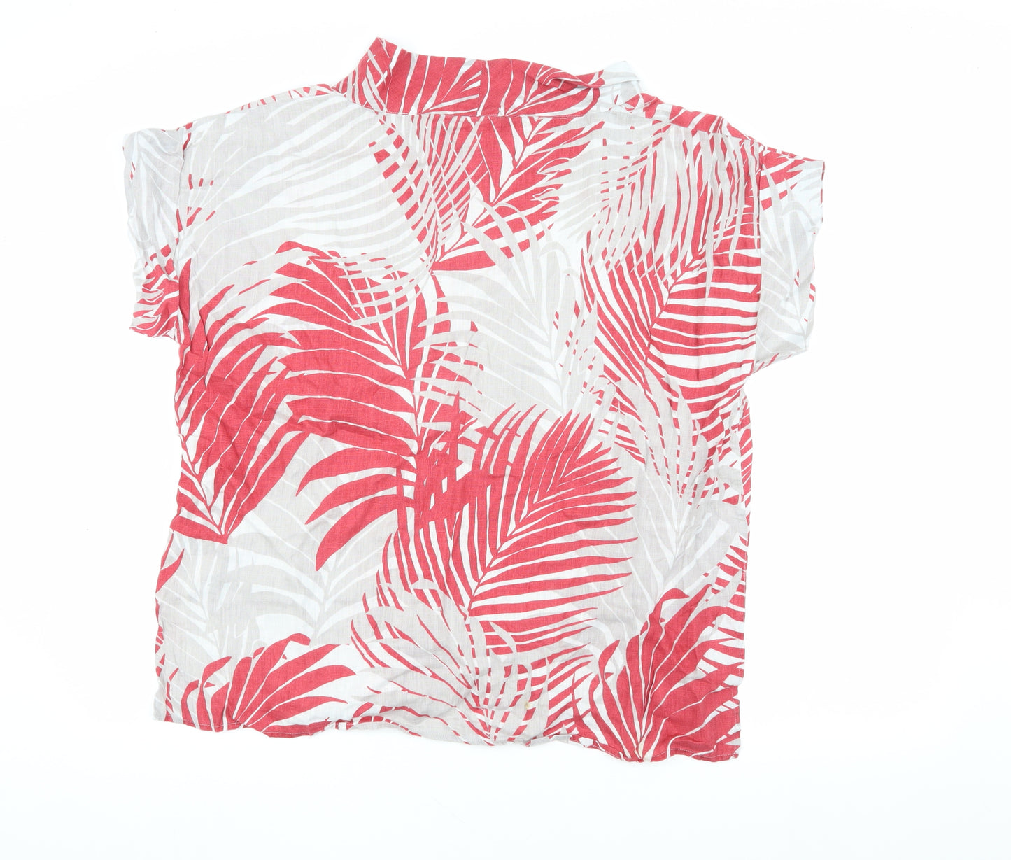 East Women's Red White Floral Linen Top XS