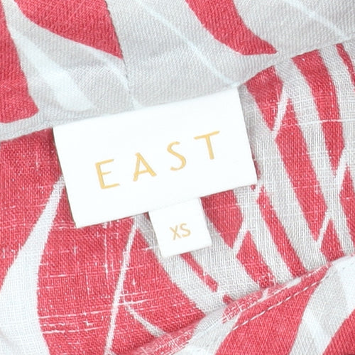 East Women's Red White Floral Linen Top XS