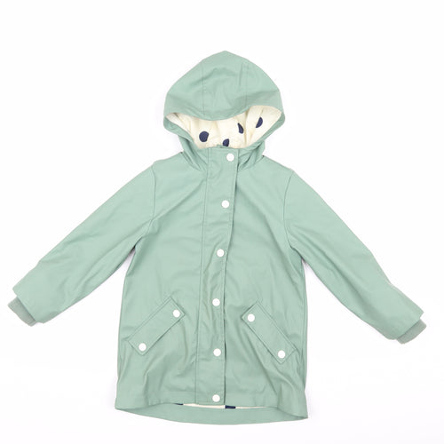 John Lewis Boys Green Hooded Rain Coat Size 6 Years