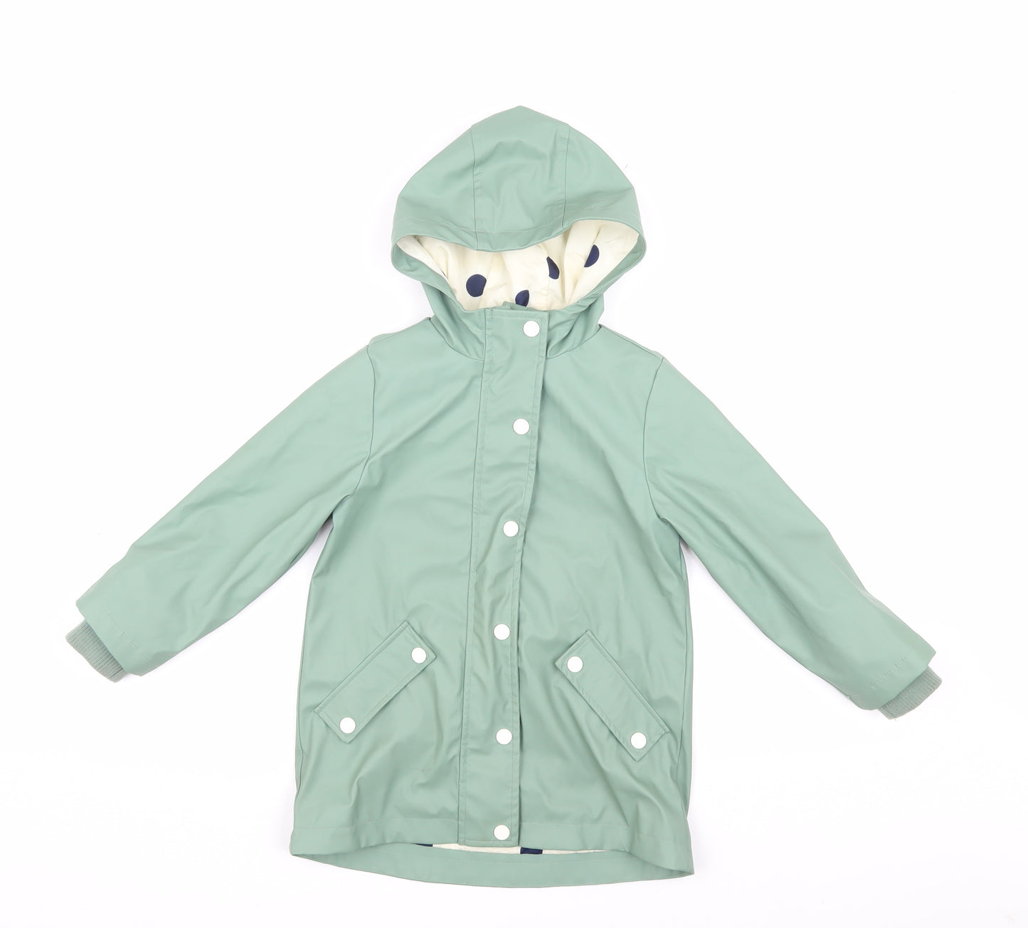 John Lewis Boys Green Hooded Rain Coat Size 6 Years