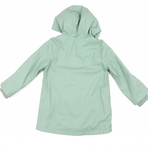 John Lewis Boys Green Hooded Rain Coat Size 6 Years