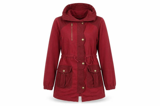 Front view of Republic Women's Red Parka Jacket, size S