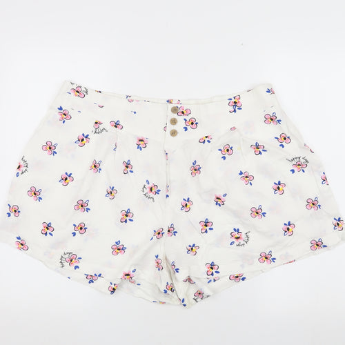 Marks and Spencer Women's White Floral Shorts Size 18