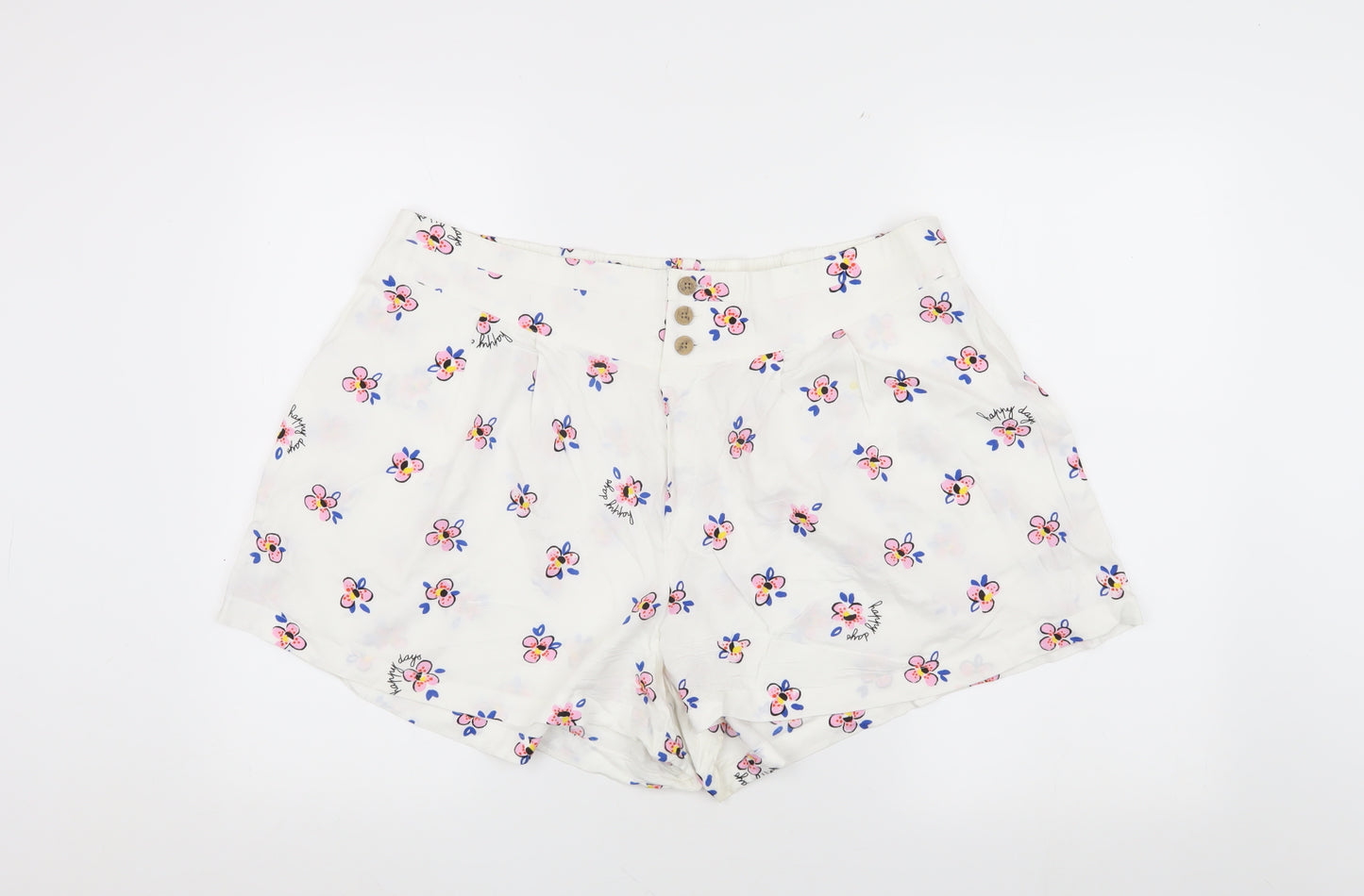 Marks and Spencer Women's White Floral Shorts Size 18