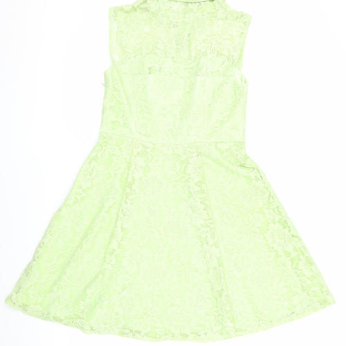 Definitions Women Green Collared Lace Dress Size 12